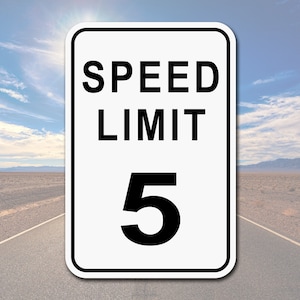 Tempolimit 5 MPH - Straße, Straße, Verkehr, Garage, Zuhause - Aluminium Schild 2 Größen