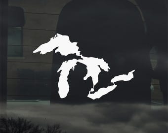 Adhesivo de vinilo de los Grandes Lagos de Michigan para ventana de coche, portátil y más