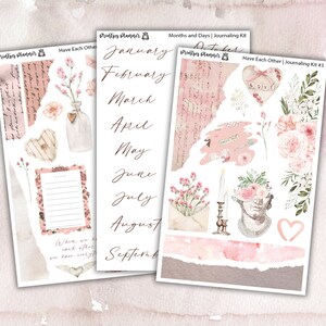Valentine Journaling Sticker Kit: Romantic Planner Decor, Transparent Matte