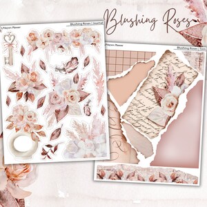 Blushing Roses Journaling Stickers: Floral Planner Decor, Washi Paper