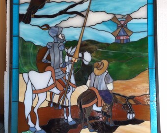 Don Quixote and friend Glass window (On Sale)