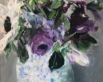 Purple Flowers in a  Porcelain Vase,