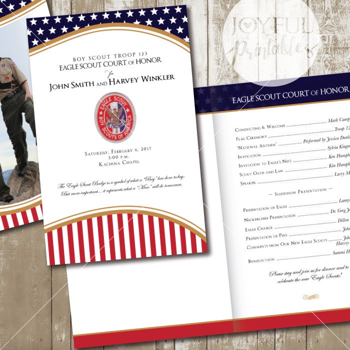 Eagle Scout Court of Honor Program printable 8 1/2 x Etsy
