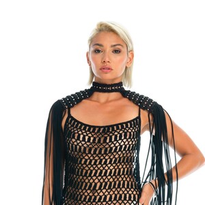 Spalline da festival • Abbigliamento Burning Man gender-neutral • Abito rave EDM funky sexy • Gioielli per il corpo in macramè • Top con spalline