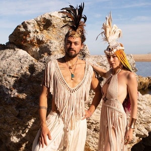 Macrame fringe top, Unisex festival top, rave top, burning man clothing, burning man costume, hippie clothes, tribal top, music festival top