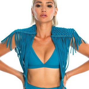 Haut de robe de festival, débardeur en macramé costume de Burning Man, haut de robe boho boho, vêtements tribaux, vêtements de festival durables pour femmes