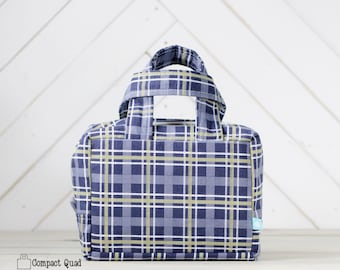 Scripture Case for Regular Quad | LDS Quad Scripture Cover | Missionary or Baptism Gift | Handmade Scripture Bag | Blue White Plaid