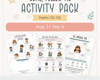 Come Follow Me 2026 Psalms 102–150 Activities | Aug 31–Sept 6 | Primary Activities for Kids | Family Scripture Study Printable