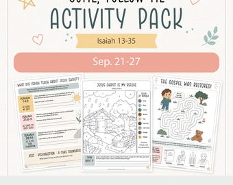 Come Follow Me 2026 Isaiah 13-35 | September 21–27 | Primary Activities for Kids | Family Scripture Study Printable