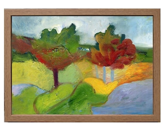 Olive Trees, Framed Original Oil Painting