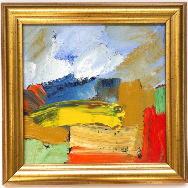 Yellow Field, Framed Original,  Oil Painting, Fine Art, Landscape Painting