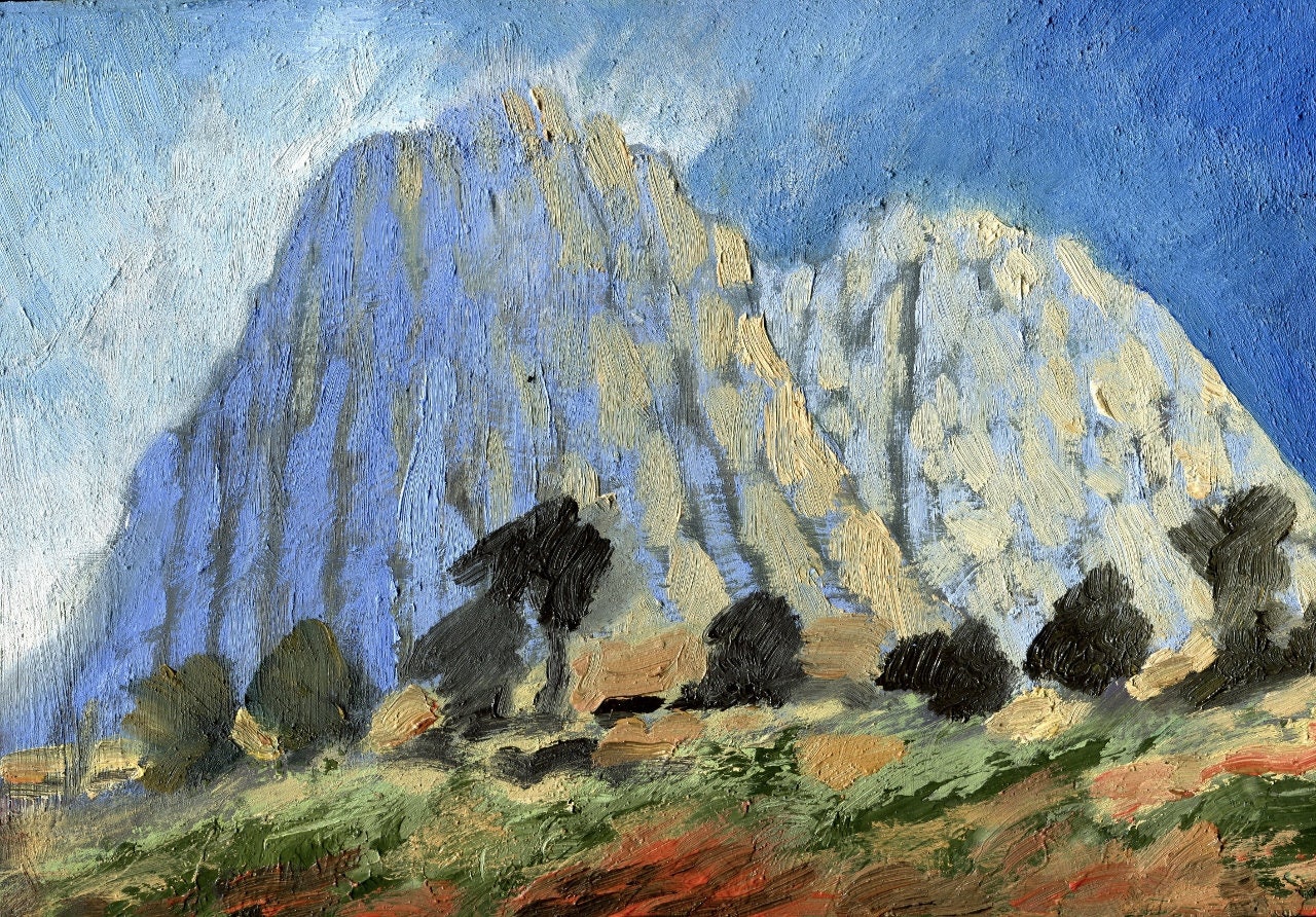 Under the Mountain 2, Original Oil Painting, Fine Art, Modern Painting, ElizabethAFox, Mountain Picture