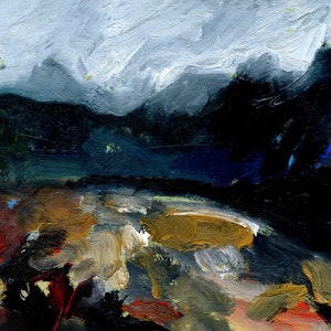Pintura al óleo del paisaje, Cuillin Glen; Gabro negro, pintura al óleo original, pintura de paisaje, isla de Skye, bellas artes, ElizabethAFox