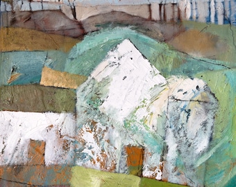 White Farm House, Landscape Oil Painting, Original Oil Painting (20x20 inches)
