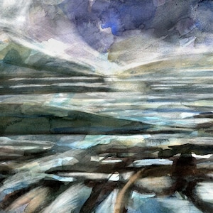LAGO VERDE ISLANDA, Pittura islandese, Acquerello di paesaggio, ElizabethA Fox, Arte originale