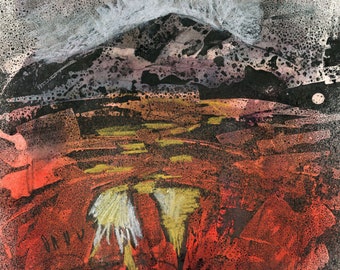 Lava Flow, Iceland, Iceland Painting, Wax Encaustic,  ElizabethA Fox,  Original Fine Art