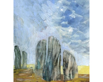 Standing Stones, Fine Art, Original Landscape, Stone Circle, Prehistory Painting