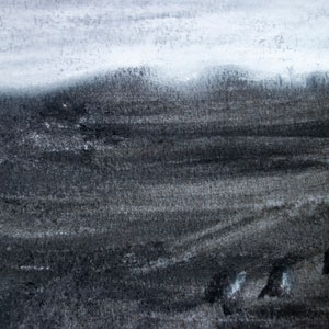 Landscape Drawing , Cliff Path with Trees, Large Charcoal Drawing, Landscape Picture zdjęcie 5