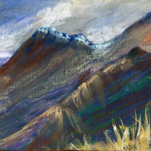 CUILLIN RIDGE SNOW - Contemporary Art - Fine Art Painting - Isle of Skye - Scotland - Pastel Painting - ElizabethAFox