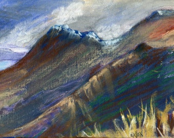 CUILLIN RIDGE SNOW - Contemporary Art - Fine Art Painting - Isle of Skye - Scotland - Pastel Painting - ElizabethAFox