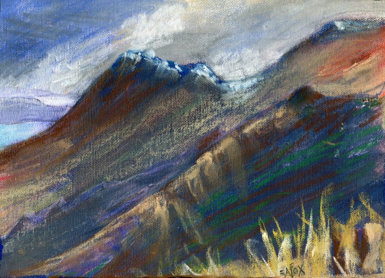 CUILLIN RIDGE SNOW Contemporary Art Fine Art Painting Isle of Skye Scotland Pastel Painting ElizabethAFox image 1