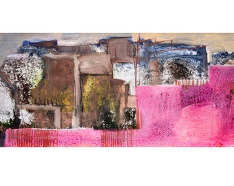 Pink Wall, Panorama Painting,  Manchester Painting, Oil Painting, Industrial Art, Fine Art, 84 X 30 CM