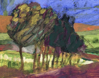 Landscape Painting, Row of Trees, Fine Art, Original Landscape, ElizabethAFox, Oil Painting