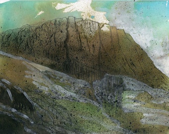 Lingmell, Seenplatte - Aquarell Original - Fine Art - Berglandschaft - Landschaftsmalerei -ElizabethAFox
