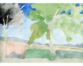 French Journey, Original Landscape, Fine Art, Watercolour Painting, Tree Painting