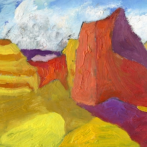 Paysage rouge, peinture à l'huile originale, photo de paysage, peinture d'art