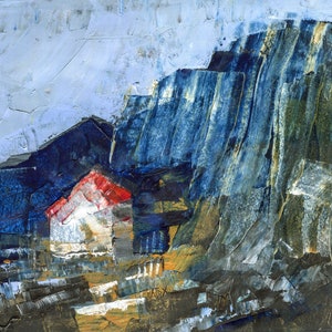 Dolomitas de cabana protegida, pintura a óleo, pintura dolomita, belas artes, pintura de paisagem, ElizabethAFox, 42 x 29 cm