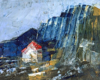 Sheltered Hut Dolomites, Oil Painting, Dolomite Painting, Fine Art, Landscape Painting, ElizabethAFox, 42 x 29 cm