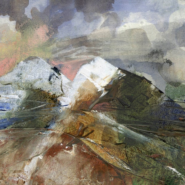 Landscape Oil Painting, Red Cuillin Snow, Original Oil Painting,  Landscape Painting, Scotland Art, Fine Art, ElizabethAFox