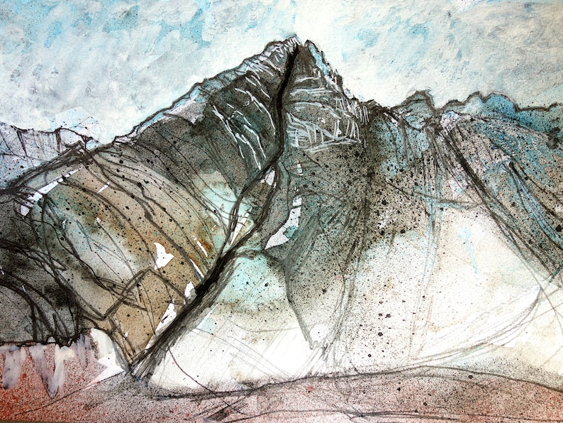 Waterpipe Gully Original Watercolour Painting Mountain Landscape Isle of Skye Fine Art ElizabethAFox image 1