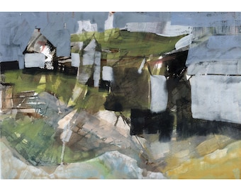 Harbour Houses, Original Watercolour Painting, Landscape Painting, Original Sea Painting