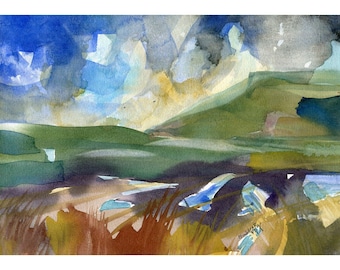 Langfield Edge, Watercolour Painting, Landscape Painting, ElizabethAFox, 21 x 29 cm