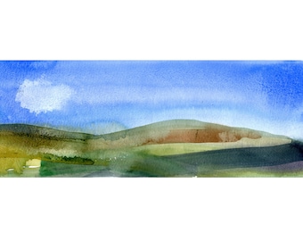 Watercolour Painting, Gentle Layers, Lake District, Panorama Painting, Watercolour Landscape, ElizabethaFox