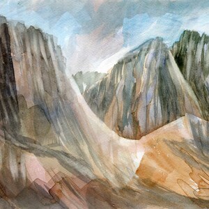 PULPIT ROCK, Scafell Crag, English Lake District, Acuarela Original, Bellas Artes - Paisaje de montaña, Pintura de paisaje