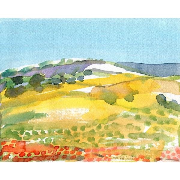 The Manifold Valley, Landscape Watercolour, Landscape Painting, Fine Art, ElizabethAFox