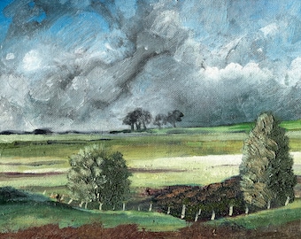 Derbyshire Storm Cloud, Original Oil Painting, Fine Art, Modern Painting, ElizabethAFox, Meadow Painting