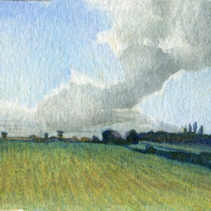 Dopo la pioggia, pittura in miniatura, pittura ad acquerello originale, ElizabethAFox