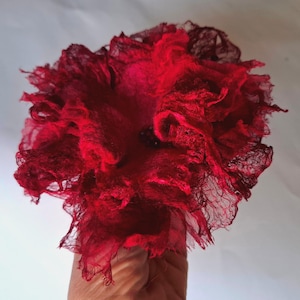 Burgundy Felt Brooch, Felt Flower Brooch, Wool Jewelry, Felt Flower Pin, Gift For Her, Handmade