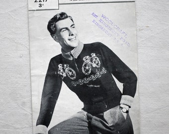 Cycling Jerkin, original vintage knitting pattern, bicycle sweater, 1940s Bestway 2217, original pattern
