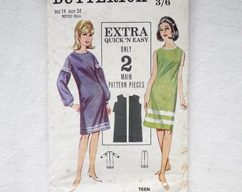 1960s shift dress, sleeveless or bishop sleeve, bust 34 inches, Butterick 3566, quick and easy