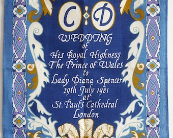 Royal Wedding UNUSED vintage Irish linen tea towel, Charles and Diana 1981