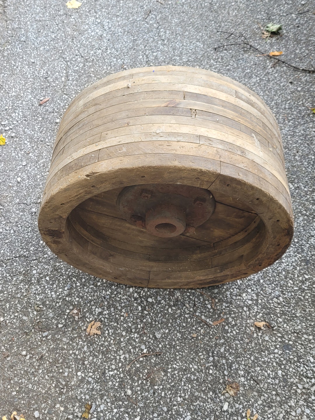 Antique Hit and Miss Large Flat Belt Wood Pulley Wheel Etsy