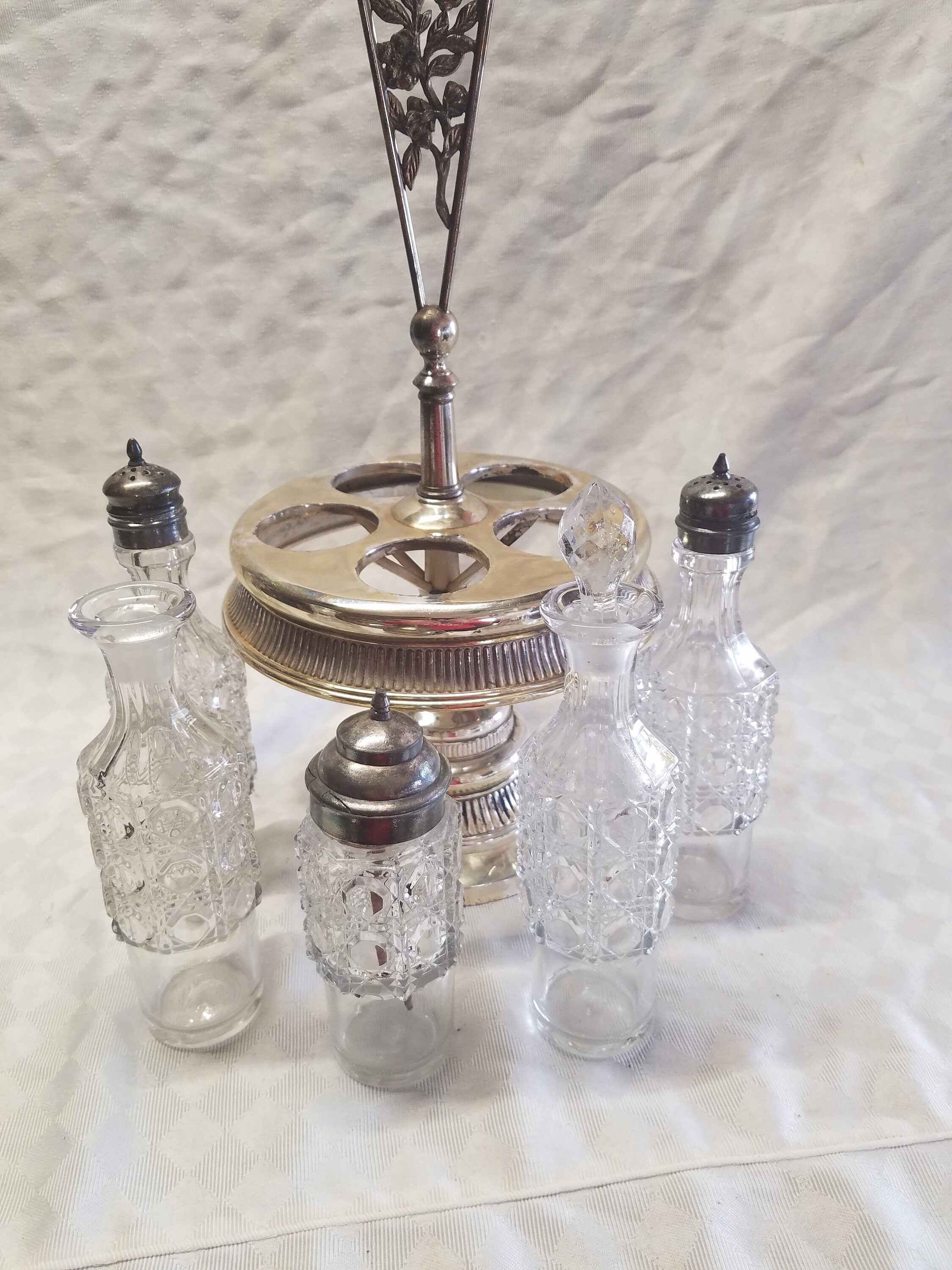 Antique Silver Plate Condiment Cruet Set 6 Piece Etsy
