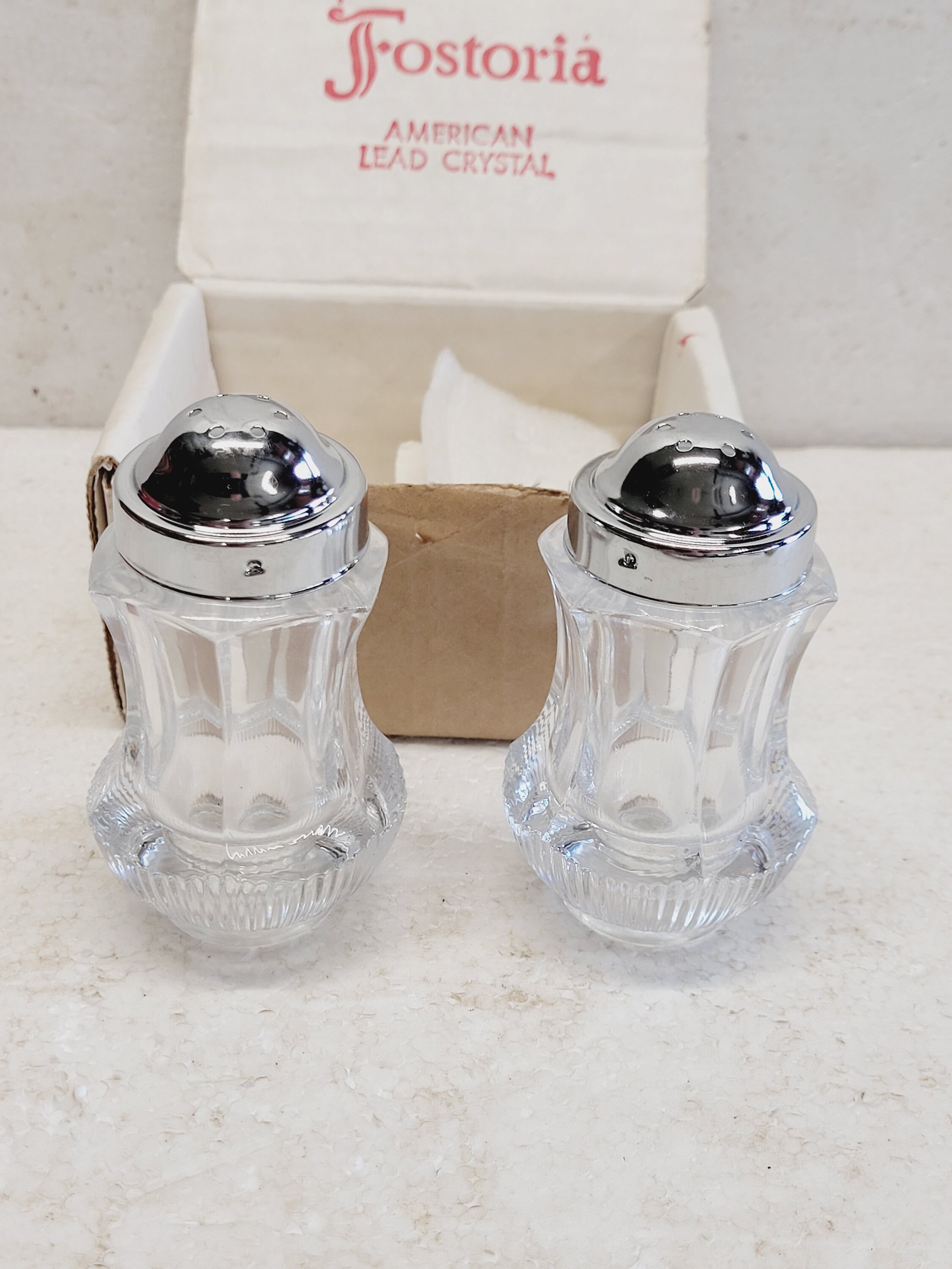 Vintage Fostoria Lead Crystal Salt and Pepper Shaker Set Etsy