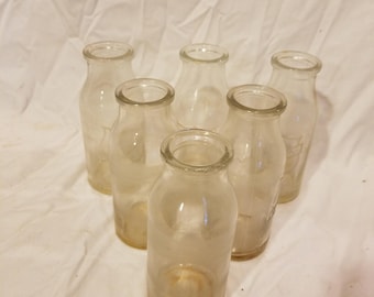 6 Vintage Mojonnier Half Pint Cream Tester Milk Bottles