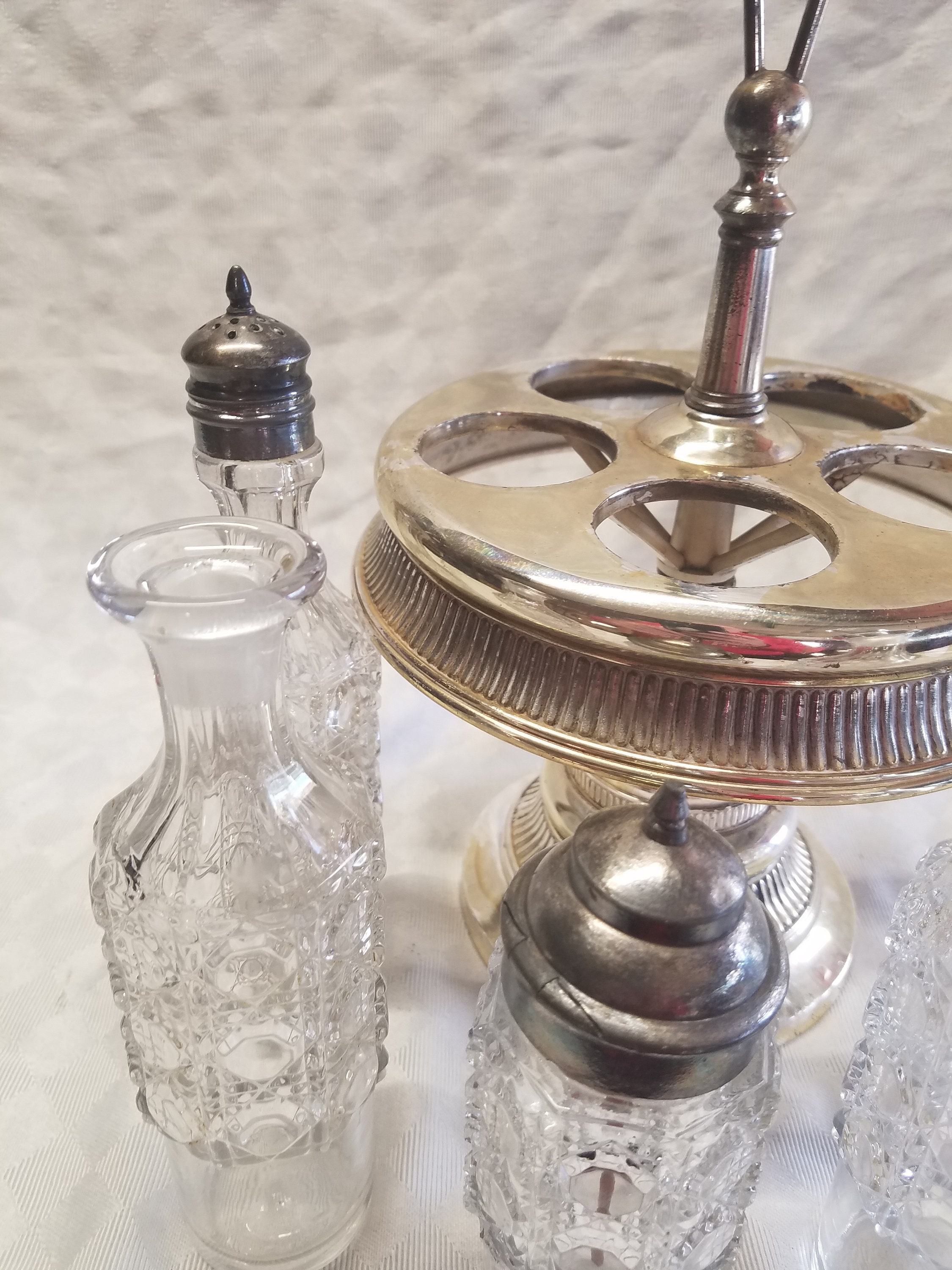 Antique Silver Plate Condiment Cruet Set 6 Piece Etsy